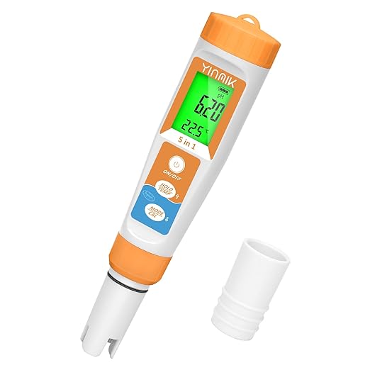 Pool Salt Tester New Update 5 in 1 pH TDS EC Salinity Meter for Saltwater Swimming Pools Hot Tub Digital Salinity Tester for Saltwater Aquarium Water More Accuracy pH and ppm Meter Hydroponic…