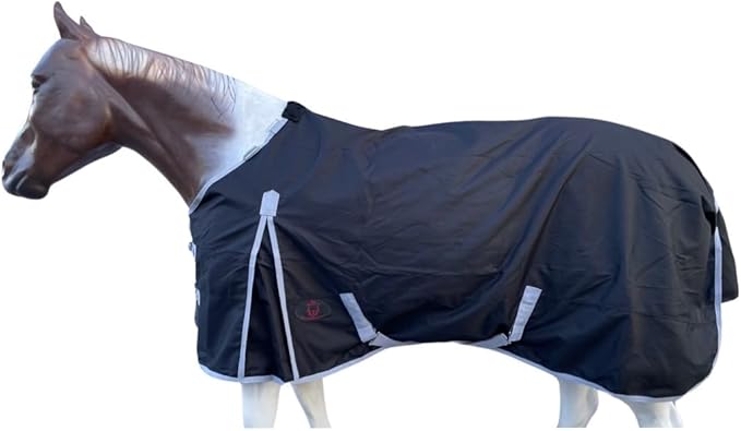 1200 Denier Horse RAIN Sheet | Horse Turnout Sheet | Horse RAINSHEET (Waterproof & Breathable) (Black-Grey, 78)