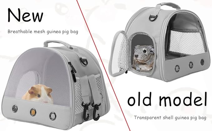 Guinea Pig Carrier Backpack, Clear Bubble Window Backpack for Guinea Pig, Bunny Rat Bird (Grey, Upgraded Mesh)