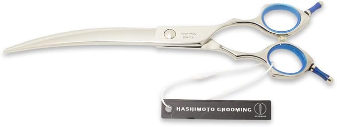 HASHIMOTO Dog Grooming Scissors, Curved Scissors for Dog Grooming, 7.5 inch, 30 Degree of Curved Blade,Light Weight, Pet Shears for Trimming Face and Paws.