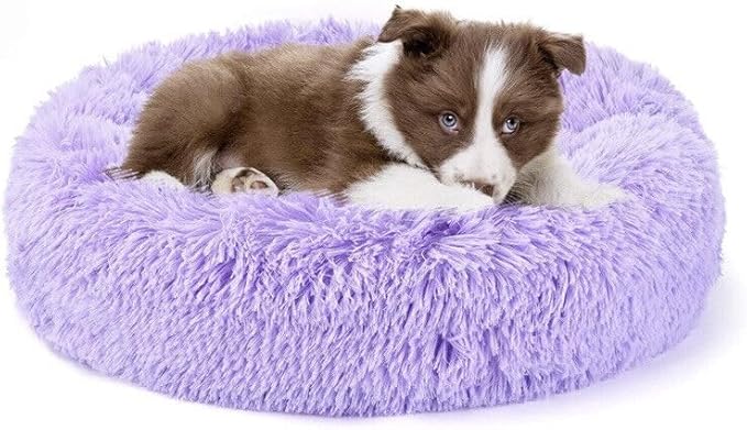 Cat Beds for Indoor Cats - Cat Bed Washable 20/24 inches, Dog Beds for Small Medium Dogs, Anti Anxiety Round Fluffy Plush Faux Fur Cat Bed,Thick Bottom Keep Pets Off The Cold Tile