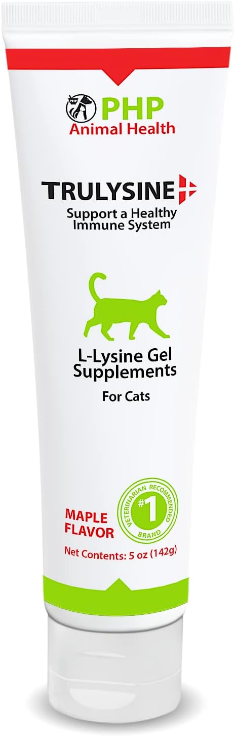 Trulysine Viralysine L-Lysine Gel Supplement for Cats, 5oz - Cats & Kittens of All Ages - Immune Health - Sneezing, Runny Nose, Squinting, Watery Eyes - Maple Flavor (142 Grams (500mg / Serving))