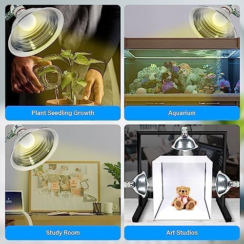 Simple Deluxe 150W Reptile Heat Bulb and 8.5 inch Clamp Light, 40-108℉ Digital Thermostat Controller and Thermometer Included, for Amphibian Pet & Incubating Chicken, Silver