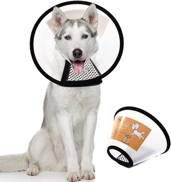 Plastic Pet Recovery Collars & Cones for Dogs and Cats After Surgery Adjustable Dog Neck Cone Surgical Elizabeth E-Collar Prevent Biting and Stop Licking Wound (XXXL-Neck: 19.7-22.0 in)