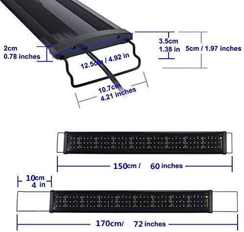 KZKR Upgraded Aquarium Light LED Full Spectrum 60-72 inch Hood Lamp for Freshwater Marine Plant 150-180 cm Multi-Color Decorations Light