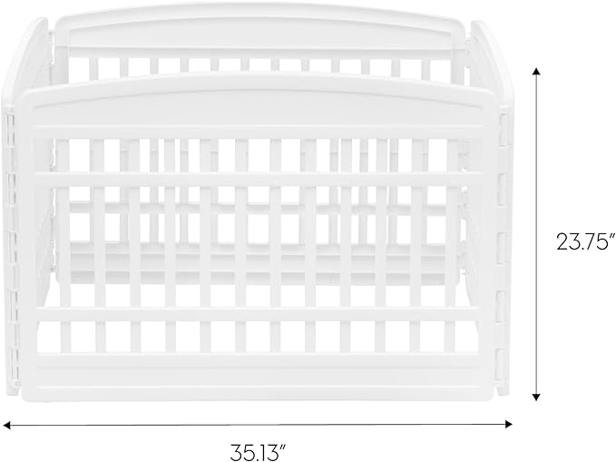 IRIS USA Dog Playpen, 4-Panel 24" Pet Playpen, Puppy Playpen, Indoor/Outdoor Dog Pen, 35 x 35 x 24, Foldable, Fold It Down, Easy Storing, Customizable, White