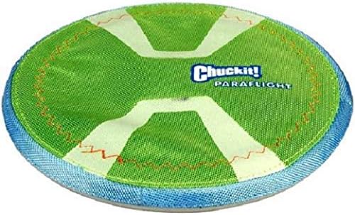 Chuckit Max Glow Paraflight Flying Disc Dog Toy, Large (9.75"), Green And White