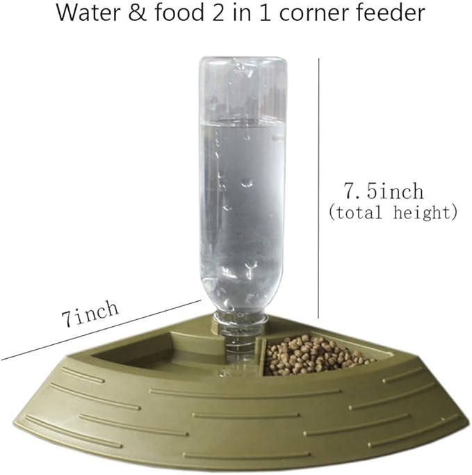 Reptile Feeder Bowl,Automatic Reptiles Water Dish Dispenser 2in1 Food and Water Feeding Bowls Terrarium Corner Bowl for Bearded Dragon Gecko Snake Lizard Turtles