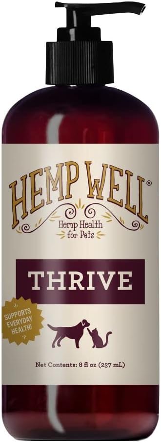 Hemp Well Thrive Pet Oil for Cats and Dogs, Everyday Supplement for Overall Health, Hip, Joint, and Heart Health, Organically Sourced - 8 Ounce