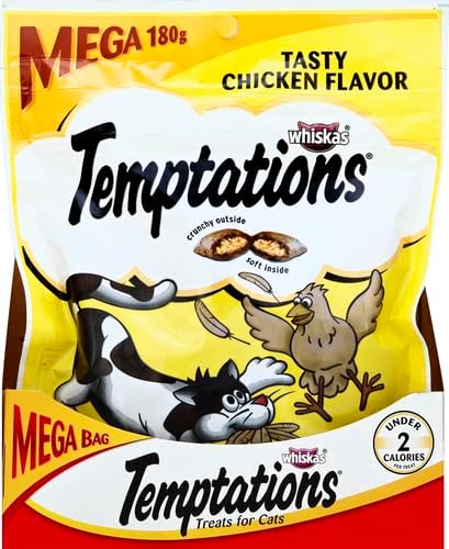 Temptations Classic Crunchy and Soft Cat Treats Tasty Chicken Flavor, 6.3 Oz, Pack of 10