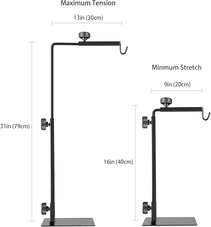 Reptile Lamp Stand, Adjustable 16-31 Inch Domes Heat Lamp Metal Bracket Floor Light Holder for Reptile Terrarium Lighting Heating Light and Dome lampshade, Large