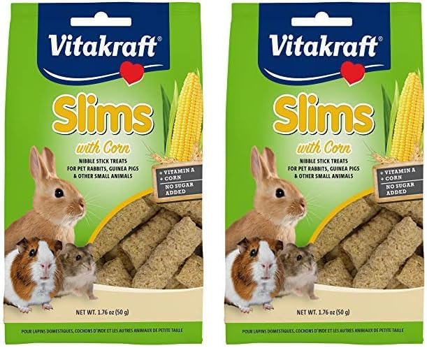 Vitakraft Rabbit Slims with Corn Nibble Stick Treat, 1.76 Ounce Pouch (Pack of 2)