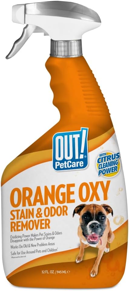 OUT! PetCare Orange Oxy Stain & Odor Remover | Oxy Clean Pet Stain and Odor Eliminator | 32 oz