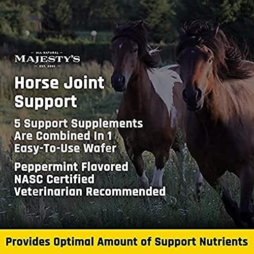 Majesty's Flex HA Wafers - Superior Performance Horse/Equine Joint Support Supplement - HA, Vitamin C, Yucca, Glucosamine (Peppermint, 60 Count)