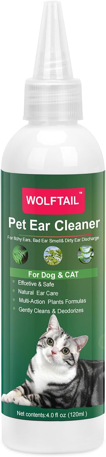 Dog Ear Cleaner - Dogs & Cats Ear Wash Inflammation for Itch Relief, Soothe Ear Inflammation, Removes Wax, Odor - 4 Fl oz