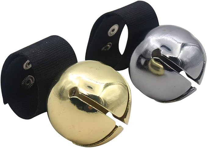 SCENEREAL Large Dog Collar Bell for Training, Hiking, Walking, Hunting, Pet Tracker, 2 Pack 1.5" Extra Loud Pet Bell for Save Wildlife and Birds (Bear Bell, Cow Bell) Gold | Silver