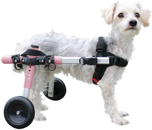 Walkin' Wheels Small Dog Wheelchair, Lightweight Dog Wheelchair for Back Legs, 15-25 lbs, for 6-8 inches Leg Height - Pink
