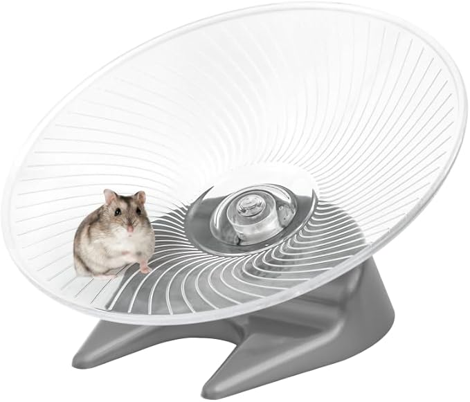 Hamster Wheel Saucer Silent Spinner/Quiet Exercise Flying Runner for Dwarf Hamster/Gerbil Rat/Hermit Crab Small Cage