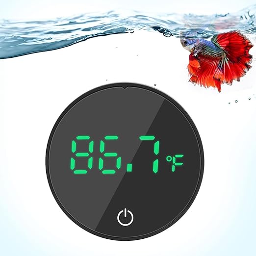 Aquarium Thermometer Rechargeable Digital LED Display Fish Tank Thermometer HD Measurement Accurate Aquarium Temperature ±0.9°F Suitable for Fresh Water and Sea Water Tanks