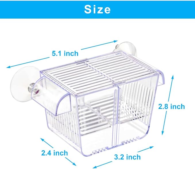 Fish Breeding Box Aquarium Holding Tank Transparent Fish Isolation Box Acclimation Hatchery Incubator Breeder Box for Baby Fish Betta Shrimp Clownfish Guppy Small