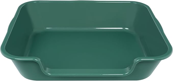 2 Pack Extra Large Dog Litter Box Pan Tray (ABS Material), Low Entry Jumbo Senior Litter Boxes for Multiple Kitten Big Cats, Pet Safe Indoor Dog Potty (Green, 24" L x 20" W)