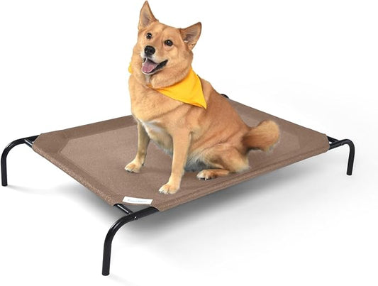 Coolaroo The Original Cooling Elevated Dog Bed, Indoor and Outdoor, Large, Nutmeg