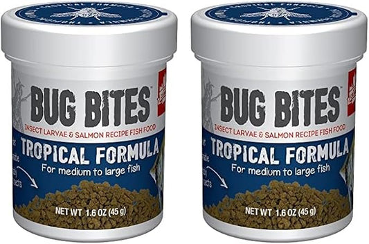 Fluval Bug Bites Tropical Fish Food, Large Granules for Medium to Large Sized Fish, 1.59 oz., A6578 (Pack of 2)