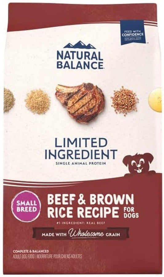 Natural Balance Limited Ingredient Small-Breed Adult Dry Dog Food with Healthy Grains, Beef & Brown Rice, 4 Pound (Pack of 1)