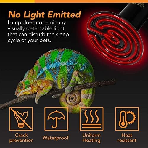 Simple Deluxe 150W Reptile Heat Bulb and 8.5 inch Clamp Light, 40-108℉ Digital Thermostat Controller and Thermometer Included, for Amphibian Pet & Incubating Chicken, Silver