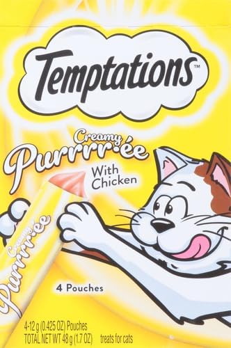 emptations Creamy Puree Squeezable Lickable Wet Cat Treats with Chicken, 0.42 oz. Tubes, 4 Count (Pack of 11) - Total 44 Count