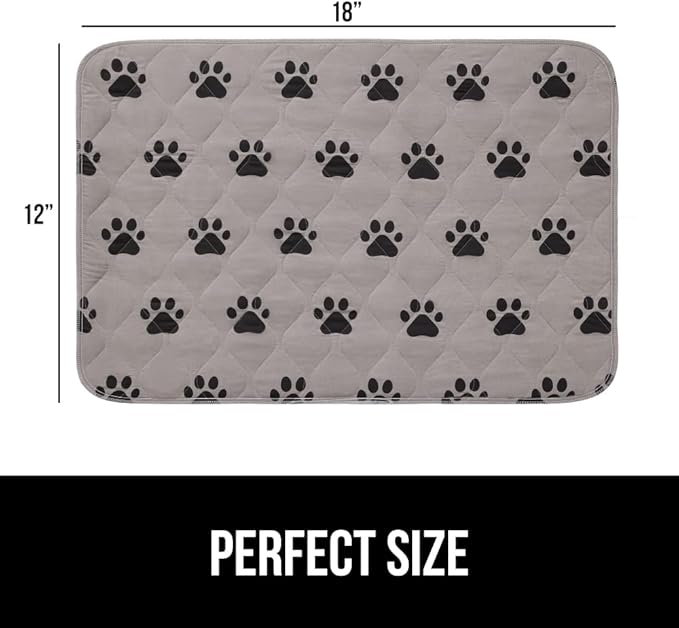 Gorilla Grip Washable Puppy Pads, Slip Resistant Dog Crate Mat, Waterproof Cloth Pee Pad for Training Puppies in Playpen, Reusable Pet Incontinence Blanket, Protects Sofa, Furniture, Floors, 18x12