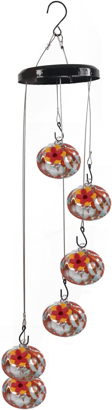 Charming Wind Chimes Hummingbird feeders for Outdoors Hanging ant and bee Proof Never Leak Perfect Garden Decor for Outside (JH-02)