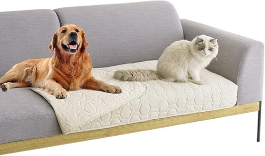 Waterproof and Anti-Slip Dog Bed Cover and Pet Blanket Sofa Pet Bed Mat ，car Incontinence Mattress Protectors Furniture Couch Cover for Most Cats Dogs, Pets<30x70-Ivory>