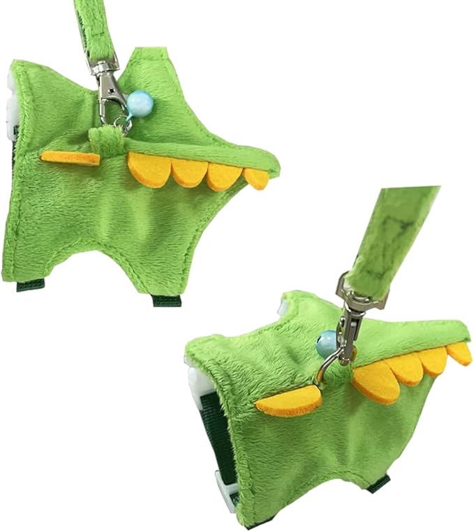 Ferret Harness and Leash Set Small Animals Vest Harness with Safe bell Dinosaur Shaped Walking clothes for Baby Rabbit Guinea pig Teacup Chihuahua Mouse and other small pet (B)