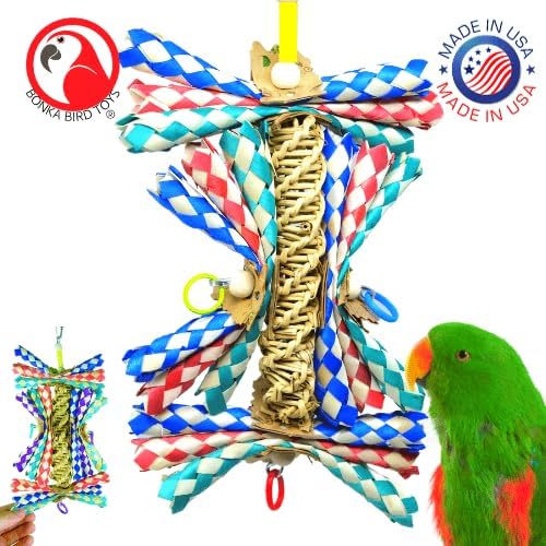 Bonka Bird Toys 1242 Helix Budgie Parrotlet Cockatoo Parrot Cages Cockatiel African Grey Macaw