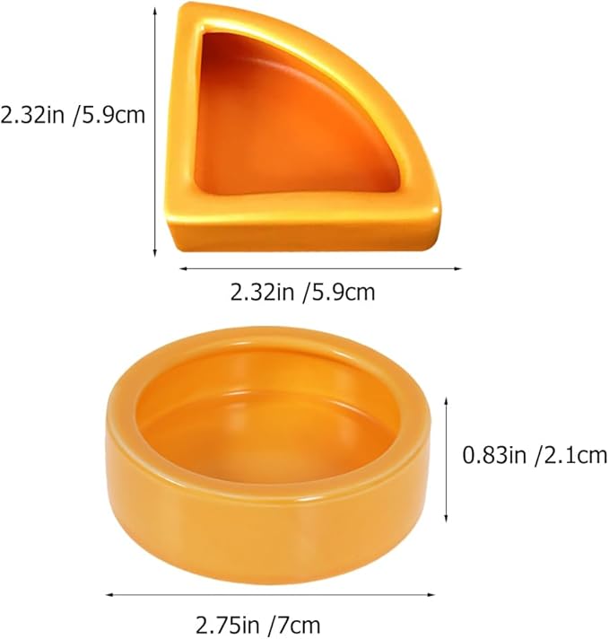 Terrarium 2pcs Reptile Food Dish Bowl Worm Water Dish Small Lizard Gecko Ceramic Pet Bowls Bowls for Leopard Bearded Dragon Chameleon Hermit Crab Feeder Orange Food Containers