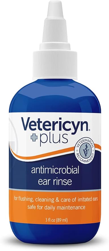 Vetericyn Plus Dog Ear Rinse | Dog Ear Cleaner to Soothe and Relieve Itchy Ears, Safe for Cat Ears, Rabbit Ears, and All Animal's Ear Problems. 3 ounces