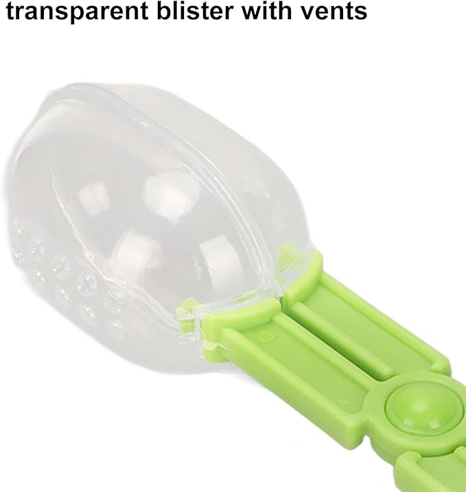 GLOGLOW Reptile Feeding Tool, Reptile Feeding Clamp Reptile Feeding and Cleaning Tool Reptile Poop Scoop with Vents for Tortoise (Green)