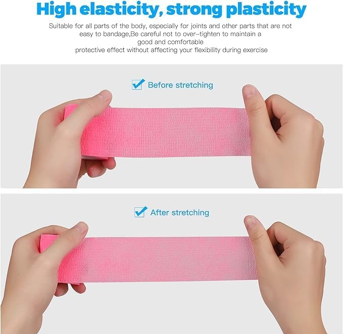 Self Adherent Cohesive Bandages Wrap - 8 Packs, 2" x 5 Yards, Non-Woven Self Adhesive Bandage Wrap for Thumb, Finger, Wrist, Ankle, Vet Wrap Bandages Tape (Pink)