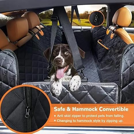 Dog Car Seat Cover for Back Seat for XL Cars, SUVs & Trucks - Durable Car Cover Protector for Dogs, Waterproof Scratchproof, Nonslip Backseat Dog Hammock (Paw)