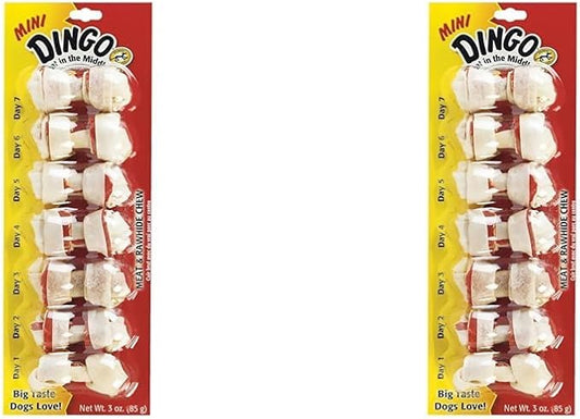 Dingo Mini Bones 7 Count, Rawhide for Dogs, Made with Real Chicken (Pack of 2)