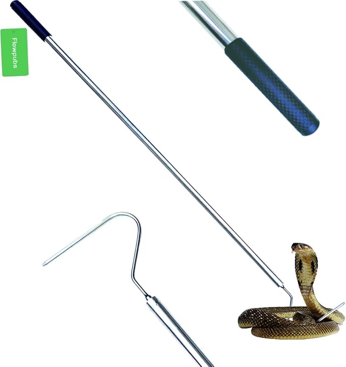 45'' Snake Hook Catcher Stick Handling Tool Heavy Duty Reptile Grabber,All Stainless Steel