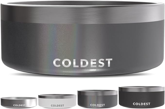 Coldest Dog Bowl - Anti Rust Metal & Non Slip Dog Bowls Large, Spill Proof Heavy Duty 3 Layers Insulated Dog Bowl - Food and Water Bowl for Dogs, Cats & Pets, Dishwasher Safe (64 oz, Stardust Glitter)