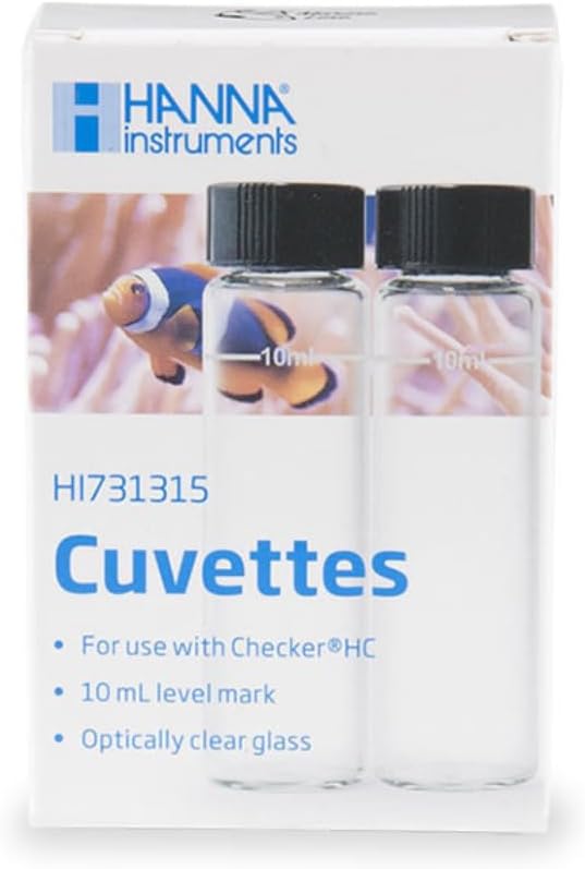 Hanna HI731315 - Glass Cuvettes and Caps for Hanna Checker Saltwater Aquarium Alkalinity Colorimeter Checker Tester