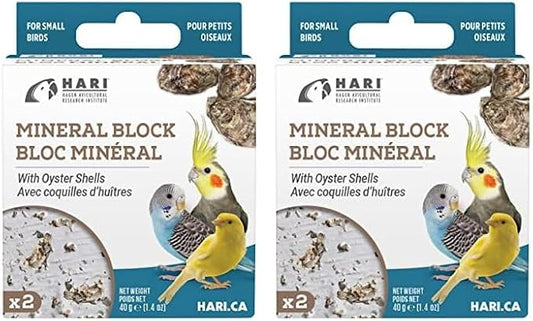 Hari Mineral Block for Birds with Oyster Shells, Calcium Supplement Bird Treat (Pack of 2)