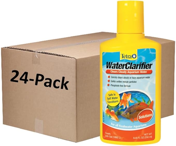 Tetra Water Clarifier, Aquarium Treatment Solution, 8.45 oz (24-Pack), Clears Cloudy Aquarium Water, Safe to Use with Fish and Plants, for Fresh Water