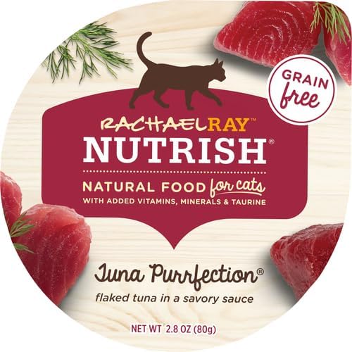 Rachael Ray Nutrish Natural Wet Cat Food with Added Vitamins, Minerals & Taurine, Tuna Purrfection Recipe, 2.8 Ounce Cup (Pack of 12), Grain Free