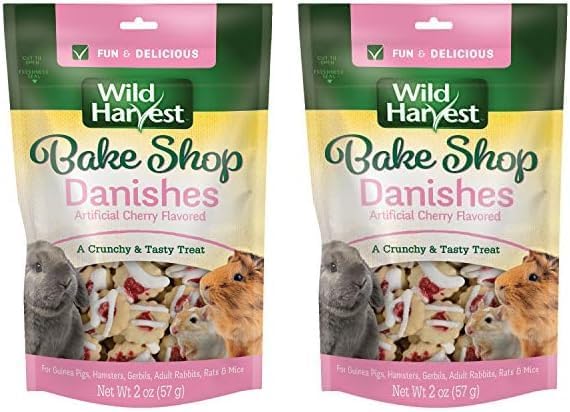 Wild Harvest Bake Shop Danishes 2 Ounces, Artificial Cherry Flavored, Treats for Guinea Pigs, Hamsters, Gerbils, Adult Rabbits and More (Pack of 2)