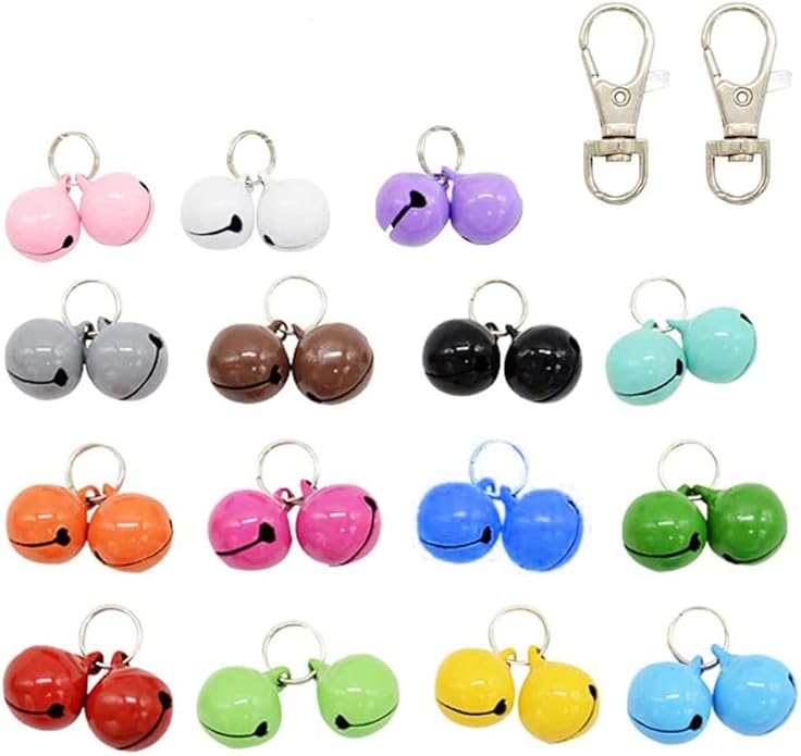 30 Pack Pet Cat Dog Collar Bells for Potty Training Colorful Cat Dog Strong Loud Bell Charm for Collars Necklace Pendant