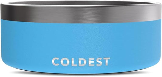 Coldest Dog Bowl - Anti Rust Metal & Non Slip Dog Bowls Large, Spill Proof Heavy Duty 3 Layers Insulated Dog Bowl - Food and Water Bowl for Dogs, Cats & Pets, Dishwasher Safe (64 oz, Celestial Blue)